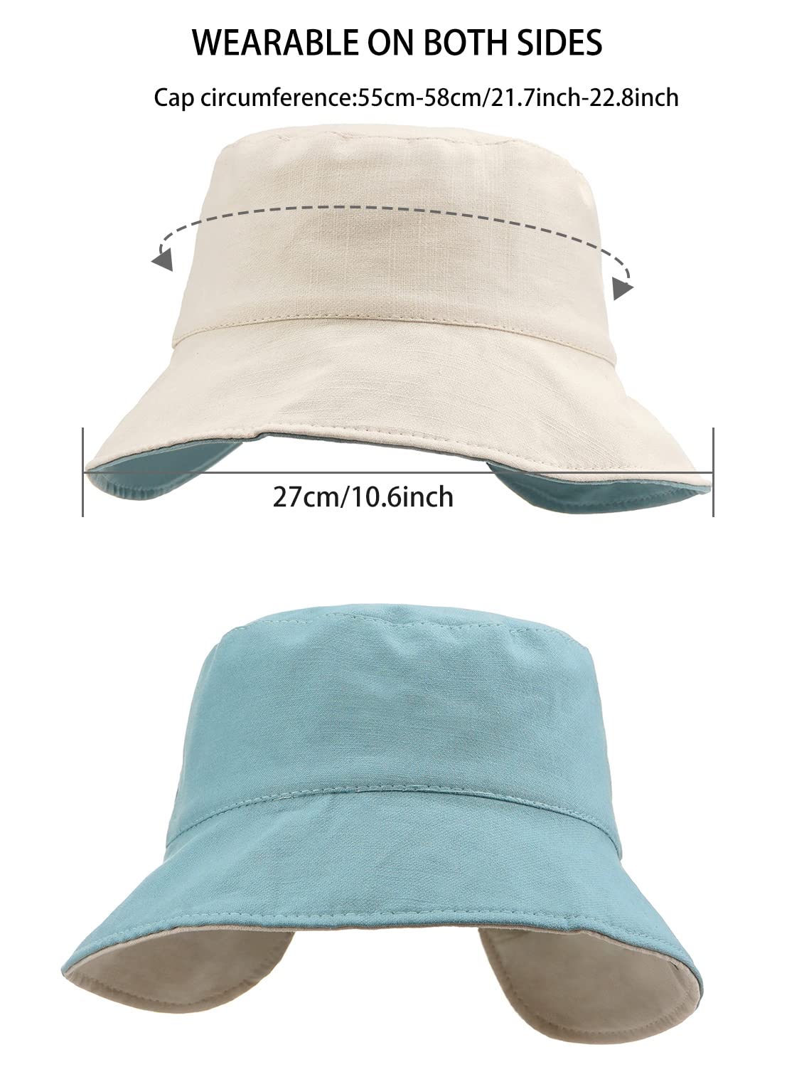 Taidor Ponytail Sun Bucket Hats for Women Beach Cap Fisherman Hat Beige