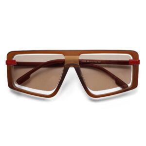 herjour retro square oversized sunglasses for women and men trendy sun glasses ar82157, red frame/brown lens