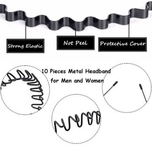 BOYIVI 15 Pieces Metal Headband for Men and Women Unisex Hair Band Adjustable Headbands Wavy Hair Accessories Non-slip Hair Hoop for Home, Outdoor, Sports and Yoga