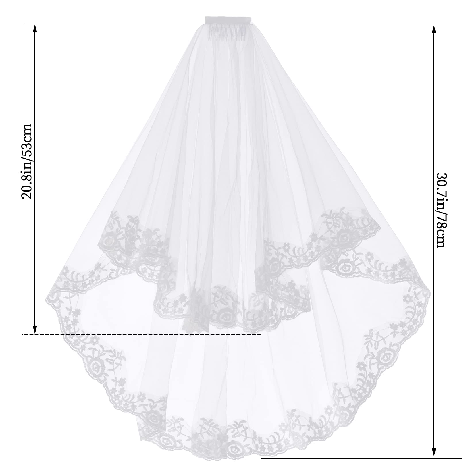 jiebor White Lace Veil Bridal Wedding Veils Halloween Veil for Women Brides Wedding Bridal Shower