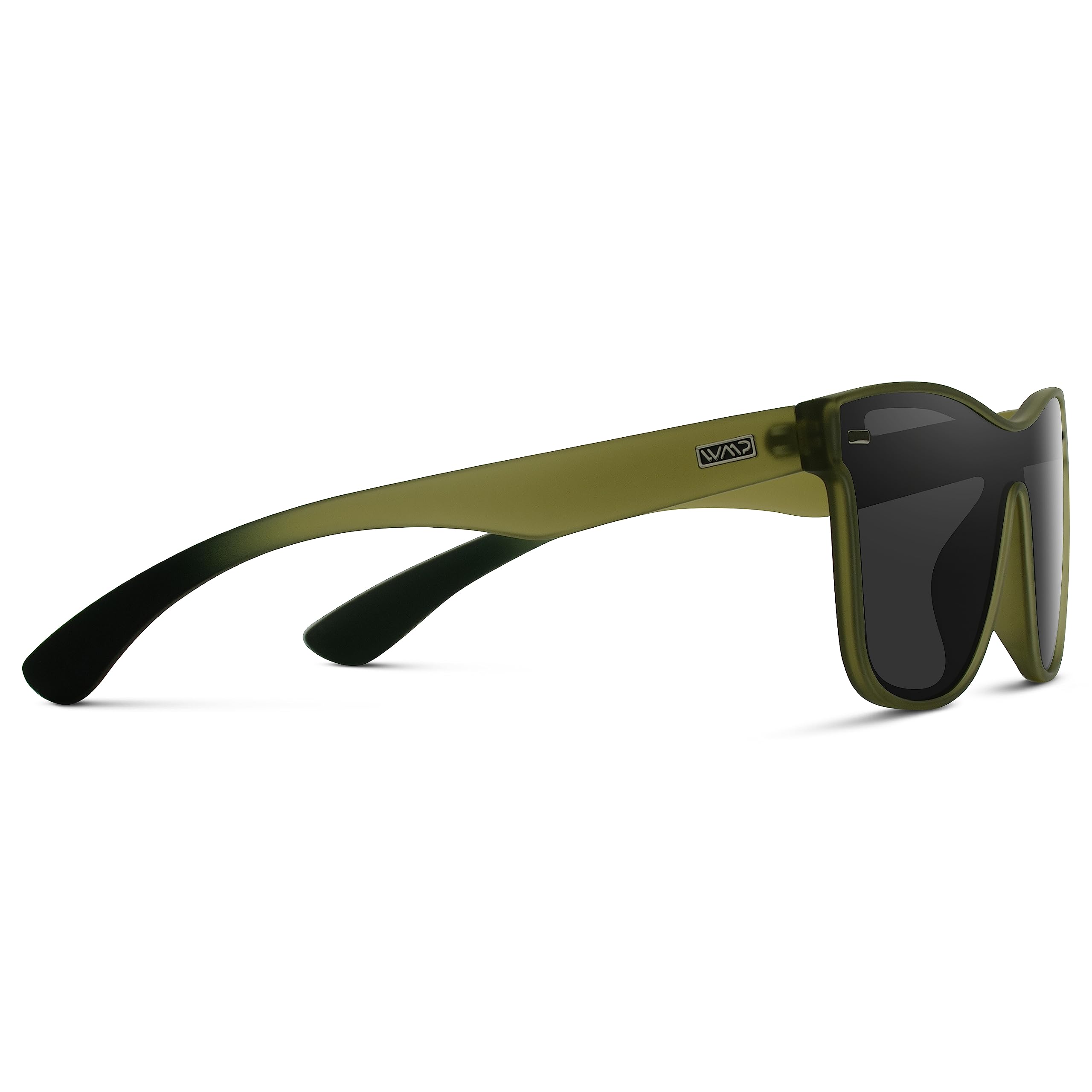 WearMe Pro - Polarized Full Mirror Flat Lens Square Modern Sunglasses (Frosted Saguaro Green/Black Lens)