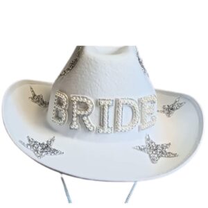 sylet bride rhinestone cowboy hat, bling cowgirl hat (white)