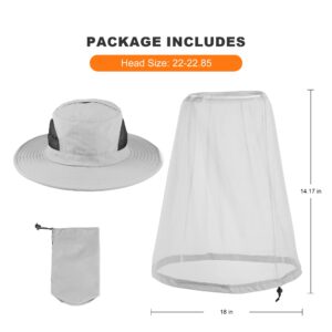 Mosquito Net Hat - Safari Sun Visor Hat with Removable Bug Net for Outdoor Men and Women