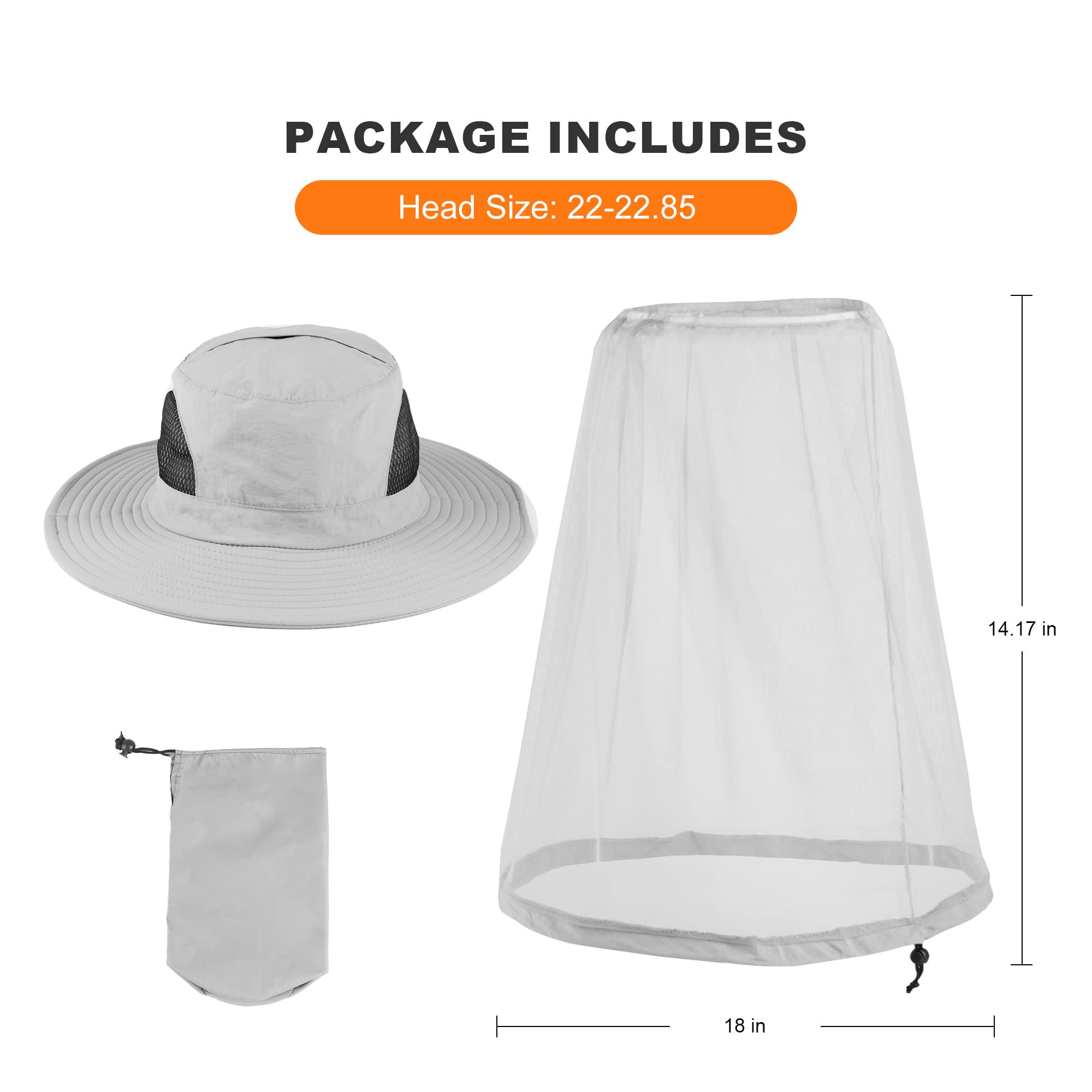 Mosquito Net Hat - Safari Sun Visor Hat with Removable Bug Net for Outdoor Men and Women