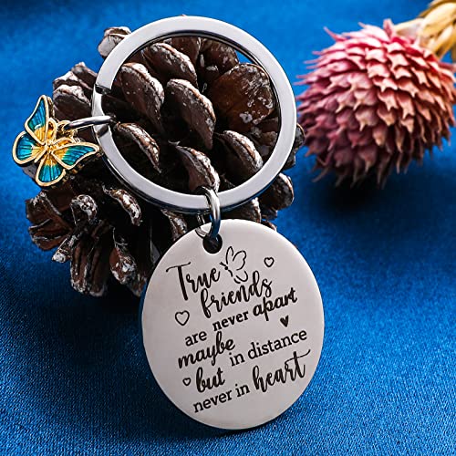 Ouligay True Friends Keychain Friendship Gifts for Women Best Friends Keychain Bff Long Distance Friendship Gifts Bestie Friends Leaving Apart Going Away Gift for Women Birthday Christmas