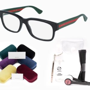 Gucci GG0343O Rectangular Eyeglasses + Bundle with eSHADES Luxury Eyewear Kit