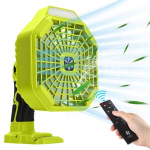 choerinton portable fan for ryobi 18v battery, cordless fans portable battery operated fan with battery and charger, for hom, outdoor,camping, picnic and job site