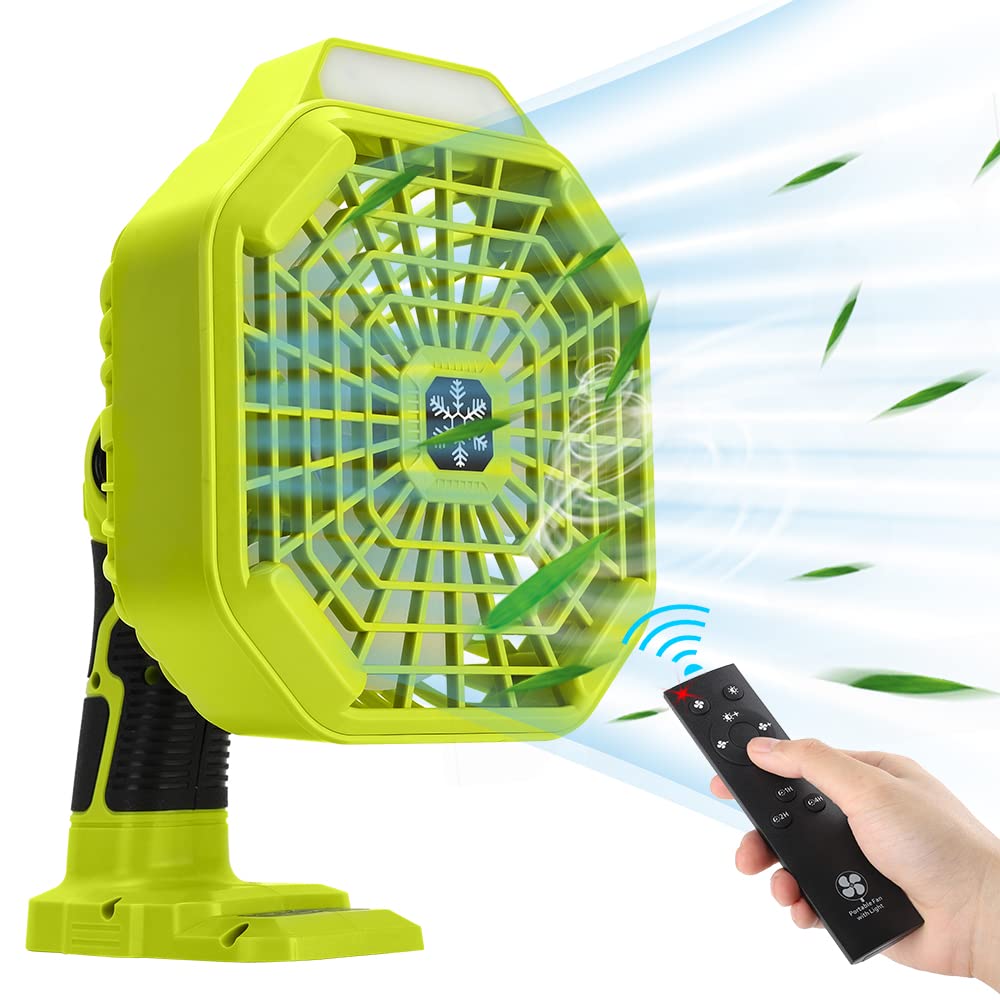 Choerinton Portable Fan for Ryobi 18v Battery, Cordless fans portable battery operated fan with battery and charger, for Hom, Outdoor,Camping, Picnic and Job Site