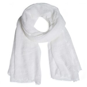 women summer cotton blend crinkle vintage soft long scarf linen beach shawl wrap (white)