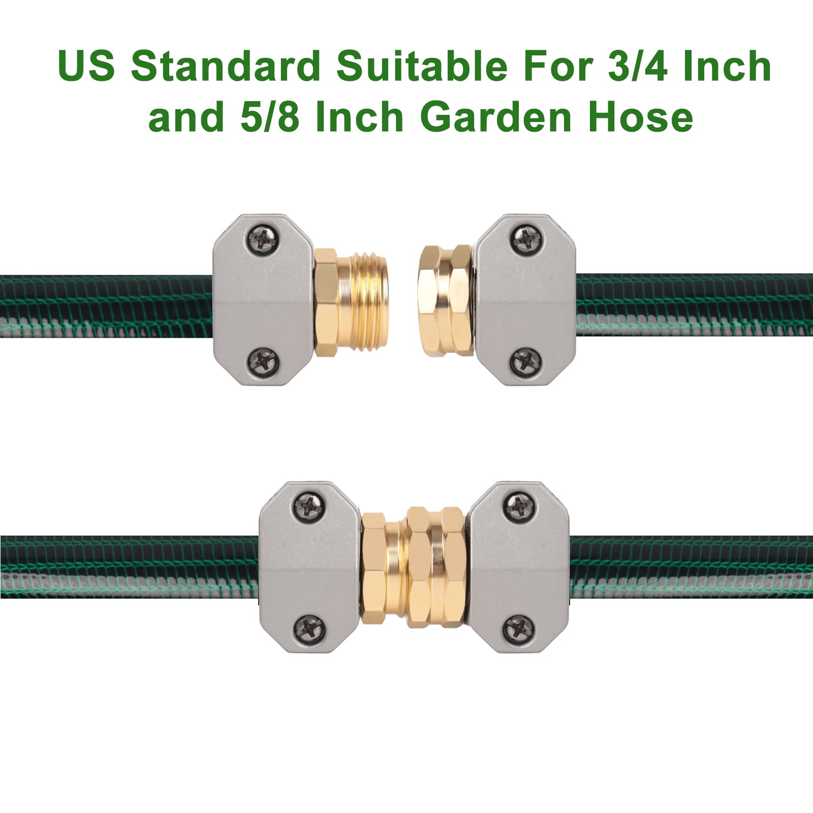 Hose repair kit,（3 Sets）garden hose repair Fittings Aluminum Female and Male With Zinc Clamp Water Hose End Repair Connector Fit 3/4 Inch And 5/8 Inch Garden Hose，garden hose repair kit