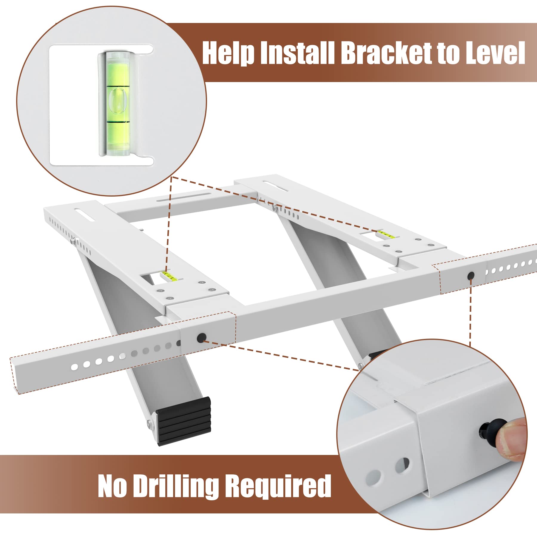 BJADE'S Window Air Conditioner Bracket No Drilling,Window AC Support Bracket,Universal A/C Units Mounting Brackets,Up to 200 lbs.Fits Single Or Double Hung Windows