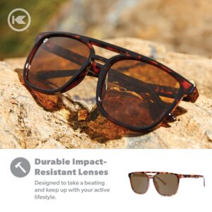 Knockaround Brightsides Polarized Sunglasses for Women & Men - Impact Resistant Lenses & Full UV400 Protection, Glossy Tortoise Shell/Amber