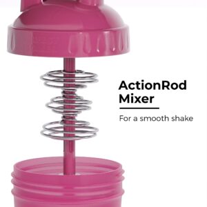 GOMOYO [4-Pack] 20 oz Protein Shaker Bottles | Women's Shaker Cups for Protein Shakes | Small Blender Shaker Bottle Set | Dishwasher Safe with 4x Action-Rod Wire Mixers | Pinks and Purples