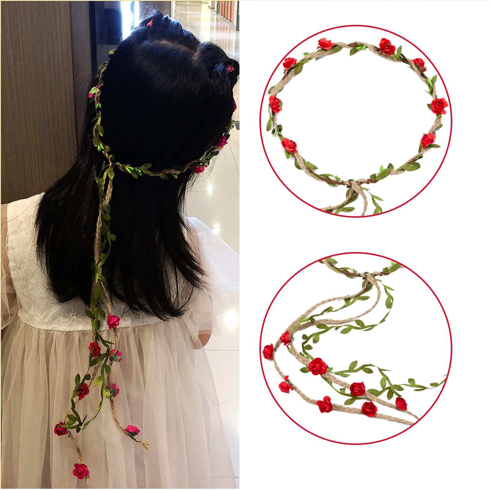 HOPEANT 5PCS Multicolor Flower Crown Floral Wreath Headbands Garland Headbands