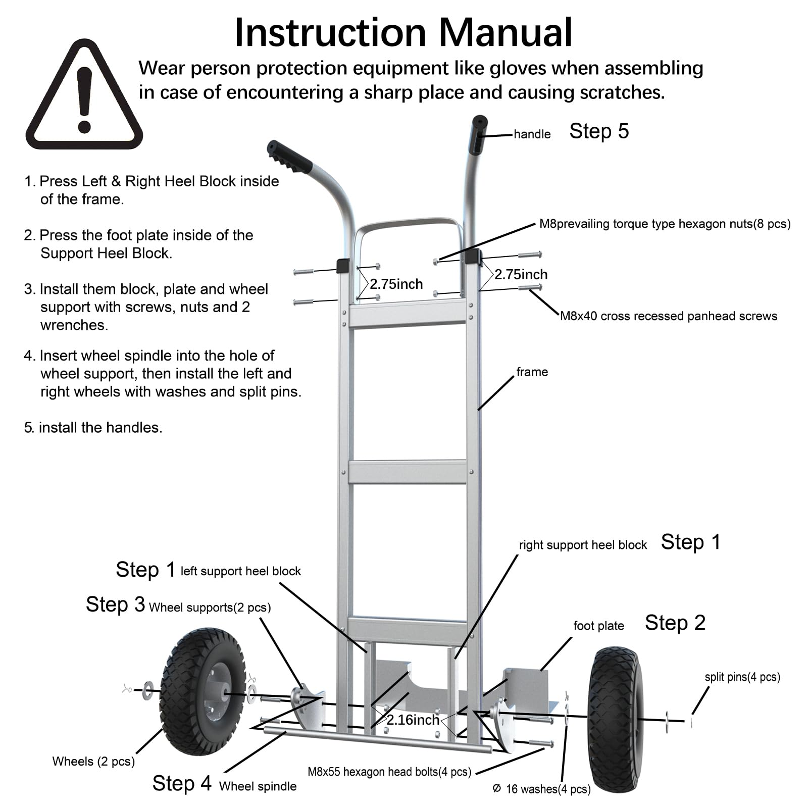 SuZhi 2 Wheel Hand Truck Dolly Cart Heavy Duty,Two Wheel Aluminum Hand Truck Dolly Cart with Wheels & 2 Free Straps,600lb Capacity, New IM for Groceries,Furniture,Electrical Appliance &Large Carton