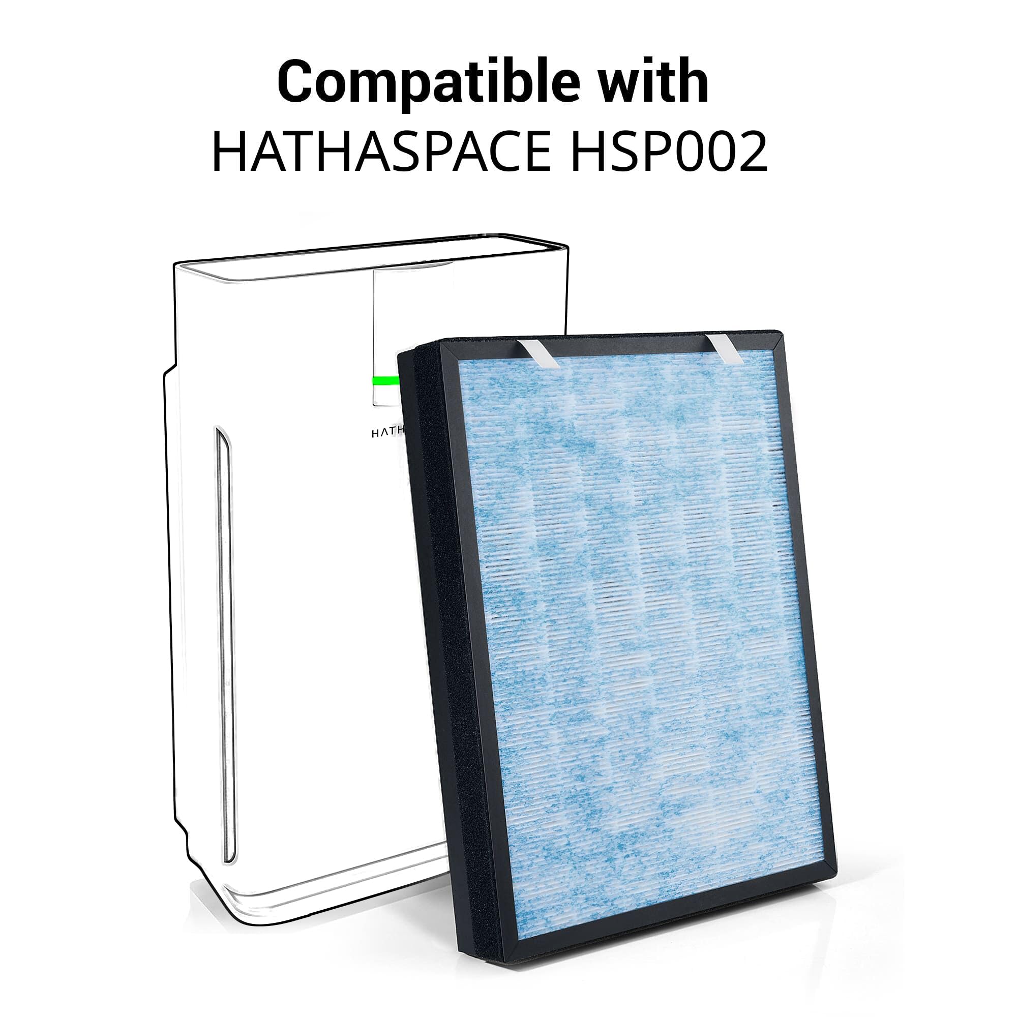 HSP002 True HEPA Air Filter Replacement Compatible with HATHASPACE Air Purifier 2.0 (H13 True HEPA)