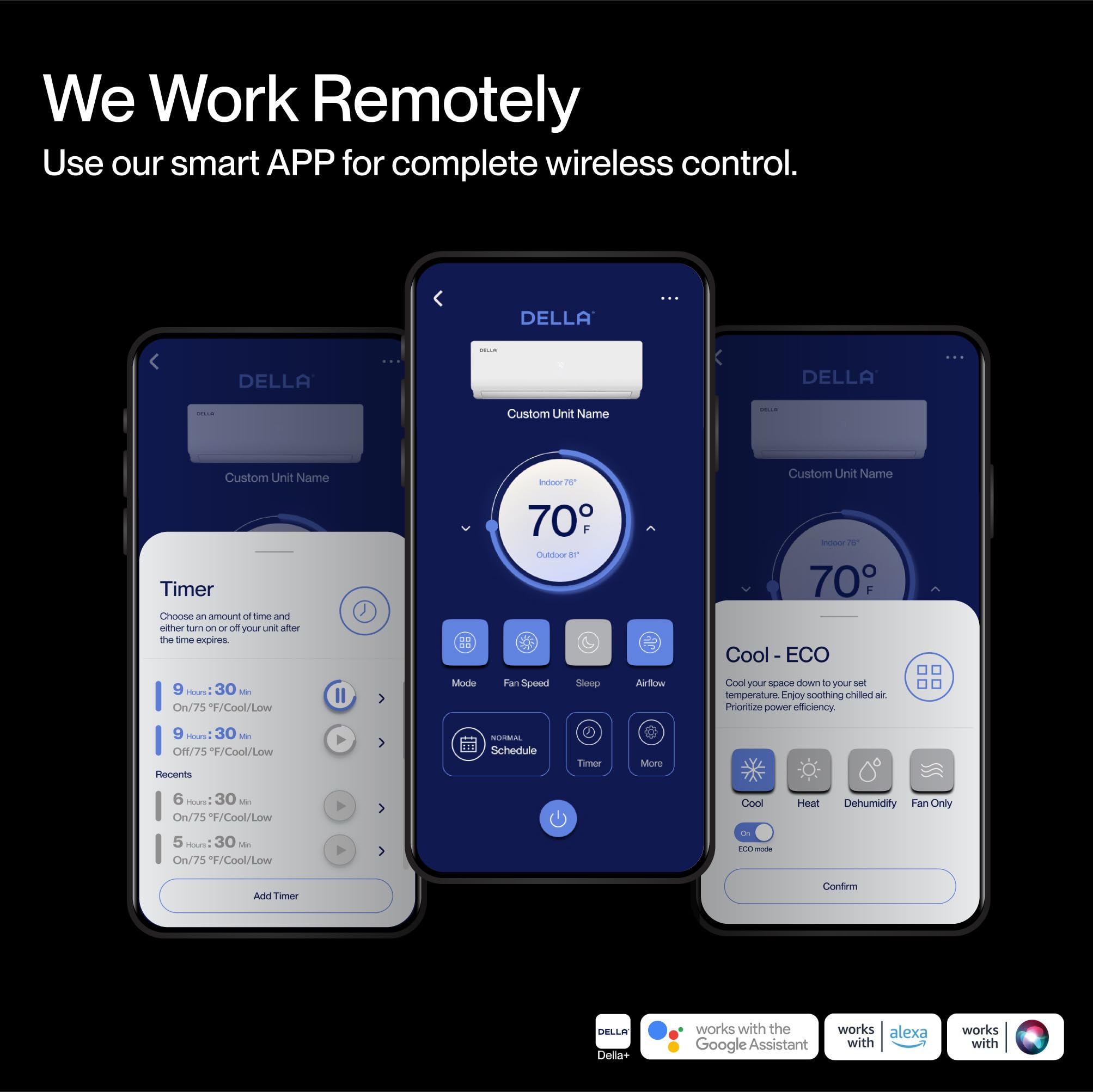 DELLA 36K BTU ODU 2 Dual Zone 24000 24000 BTU 19 SEER2 208-230V Cools Up to 3000 Sq.Ft Wifi Multi Zone Ductless Pre-Charged Mini Split AC & Heat Pump Work with Alexa,16ft Installation Kits Included