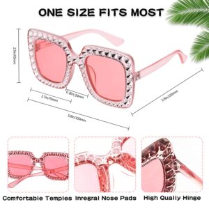 20 Pack Crystal Rhinestone Sunglasses Bulk, Oversized Square Sunglasses Diamond Glitter Glasses Retro Thick Frame Sparkling Sunglasses Party Favors