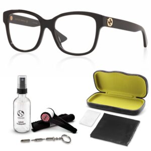 gucci gg0038on designer fashion eyeglasses: classic square shape eyeglasses frame eyewear with luxury eshades kit - embrace sophistication and elegance