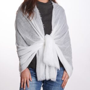 Women Summer Cotton Blend Crinkle Vintage Soft Long Scarf Linen Beach Shawl Wrap (White)