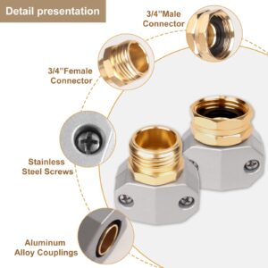 Hose repair kit,（3 Sets）garden hose repair Fittings Aluminum Female and Male With Zinc Clamp Water Hose End Repair Connector Fit 3/4 Inch And 5/8 Inch Garden Hose，garden hose repair kit