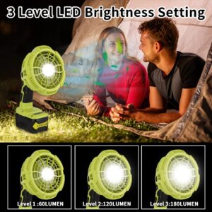 Portable Fan for Ryobi 18v Battery, Cordless Fans Portable Battery Operated Fan with Battery and Charger,with 300LM LED Light, for Hom, Outdoor,Camping, Picnic and Job Site