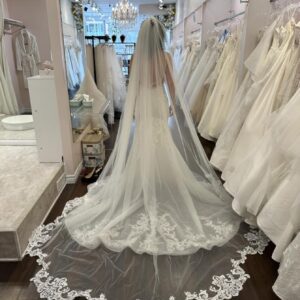 EllieWely 1 T Cathedral Length Floral Lace Appliques Wedding Bridal Veil Ivory