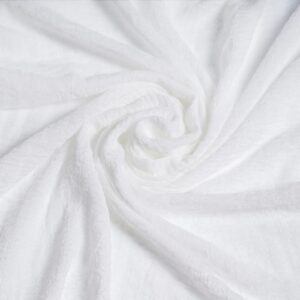 Women Summer Cotton Blend Crinkle Vintage Soft Long Scarf Linen Beach Shawl Wrap (White)