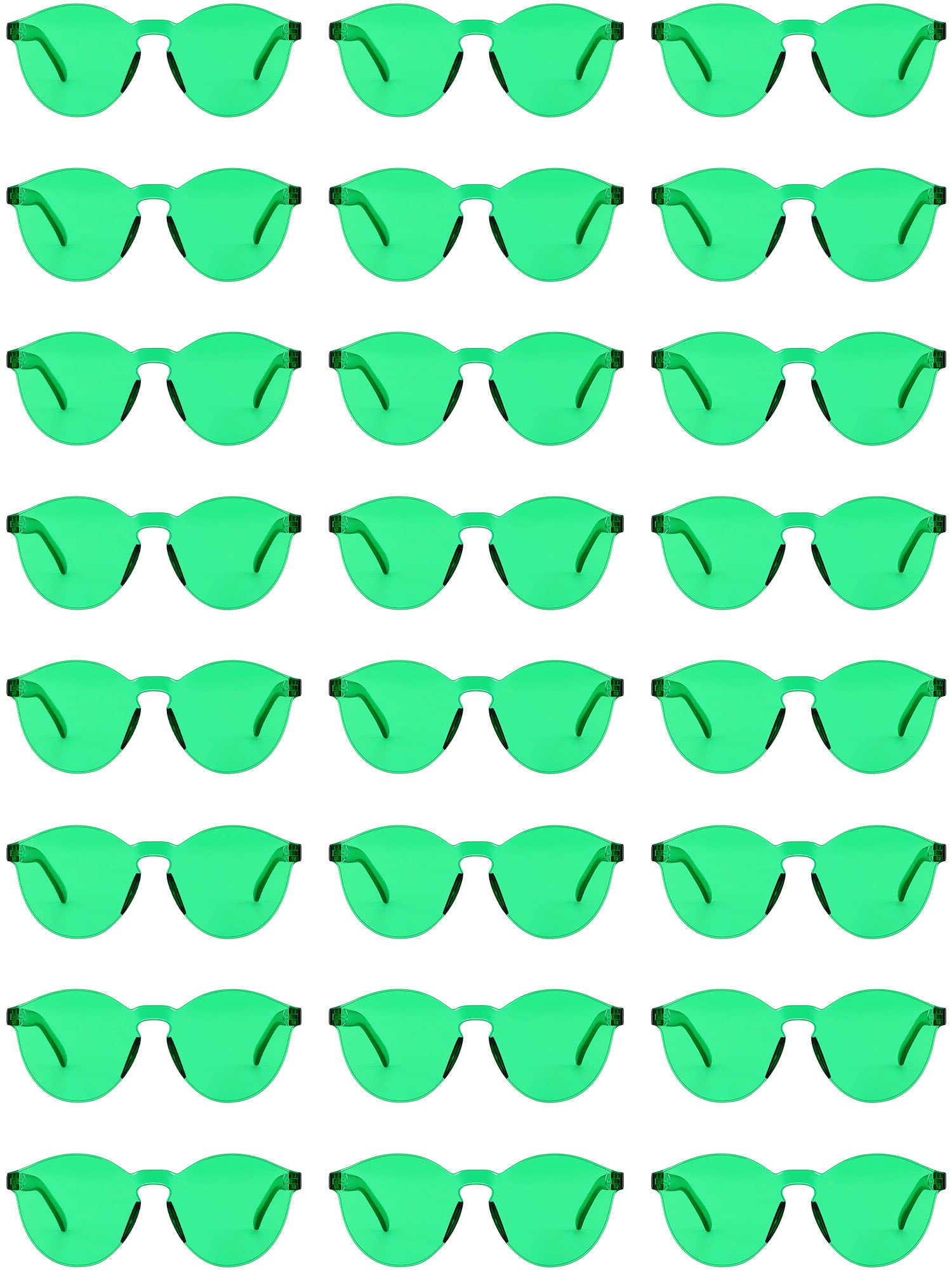 Hoteam 24 Pairs Rimless Round Sunglasses Bulk Tinted Party Sunglasses Transparent Candy Color Eyewear for Women Men Party (Green)