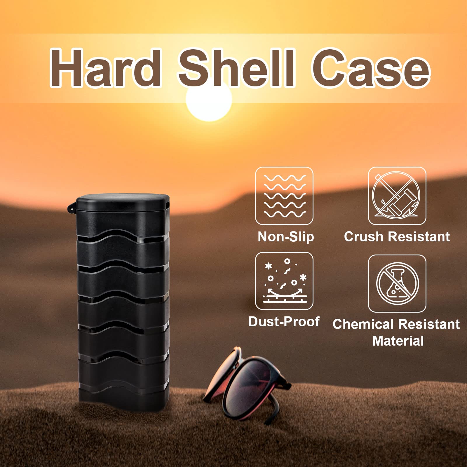 Healvaluefit Sunglasses Case Hard Shell, Sturdy and Resilient Eyeglasses Case, Dust and Scratch Resistant Protective Can, Tactical Glasses Case Compatible with Costa Ray-Ban, Oakley, Maui Jim Glasses