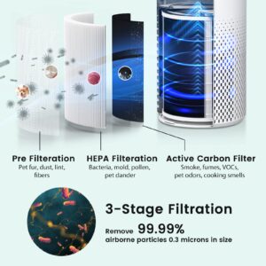 Afloia Air Purifiers for Home Bedroom Large Room Up to 1076 Ft², Kilo White, Afloia Toxin Remover Filter for Kilo, 1 Pack