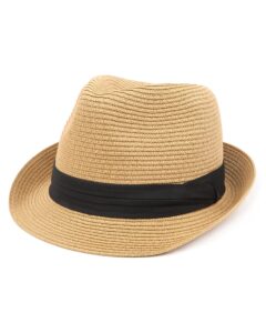 zylioo small straw fedora hats,short brim panama hats for petite heads,little beach sun trilby hat