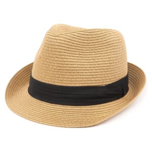 Zylioo Small Straw Fedora Hats,Short Brim Panama Hats for Petite Heads,Little Beach Sun Trilby Hat