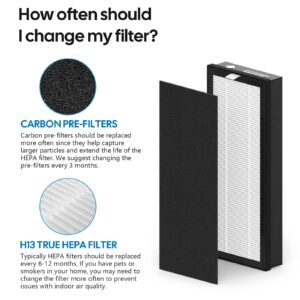 Replacement hepa filter for veva 8000 Elite pro series air Cleaner purifier, 2 True HEPA Filters & 8 Premium Carbon Pre Filters