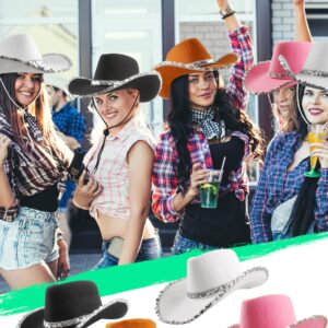 SGBETTER 4 Pack Adult Texan Cowboy Hat Country Western Cowgirl Hat Cowboy Hat for Women Cowboy Themd Party Dress up