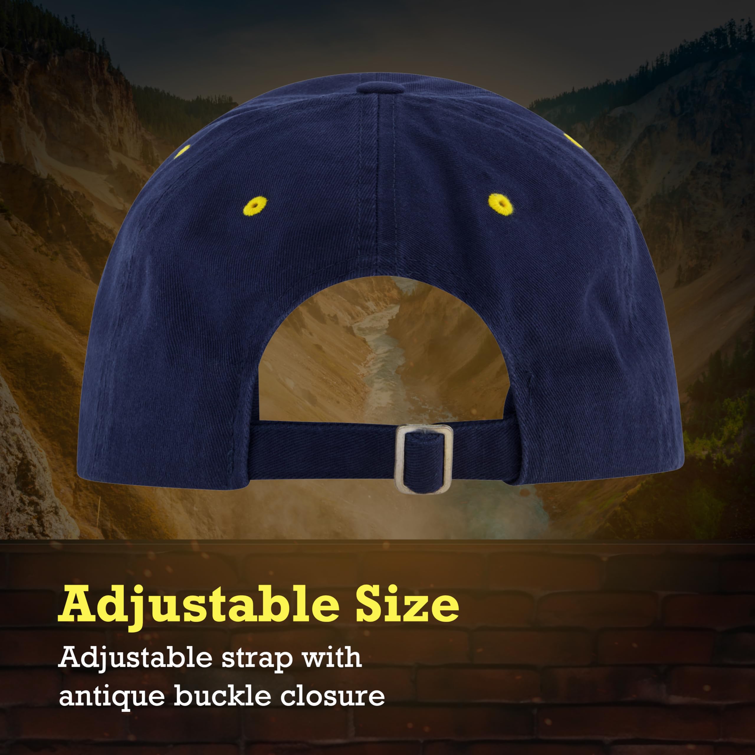 Yellowstone Dad Hat, Dutton Ranch Cotton Adjustable Baseball Cap with Curved Brim, Navy, One Size