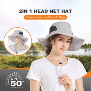 Mosquito Net Hat - Safari Sun Visor Hat with Removable Bug Net for Outdoor Men and Women