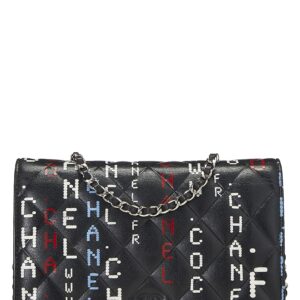 Chanel, Pre-Loved Black & Multicolor Lambskin Data Center Wallet on Chain (WOC), Black