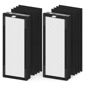 replacement hepa filter for veva 8000 elite pro series air cleaner purifier, 2 true hepa filters & 8 premium carbon pre filters