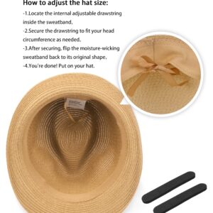 Zylioo Small Straw Fedora Hats,Short Brim Panama Hats for Petite Heads,Little Beach Sun Trilby Hat