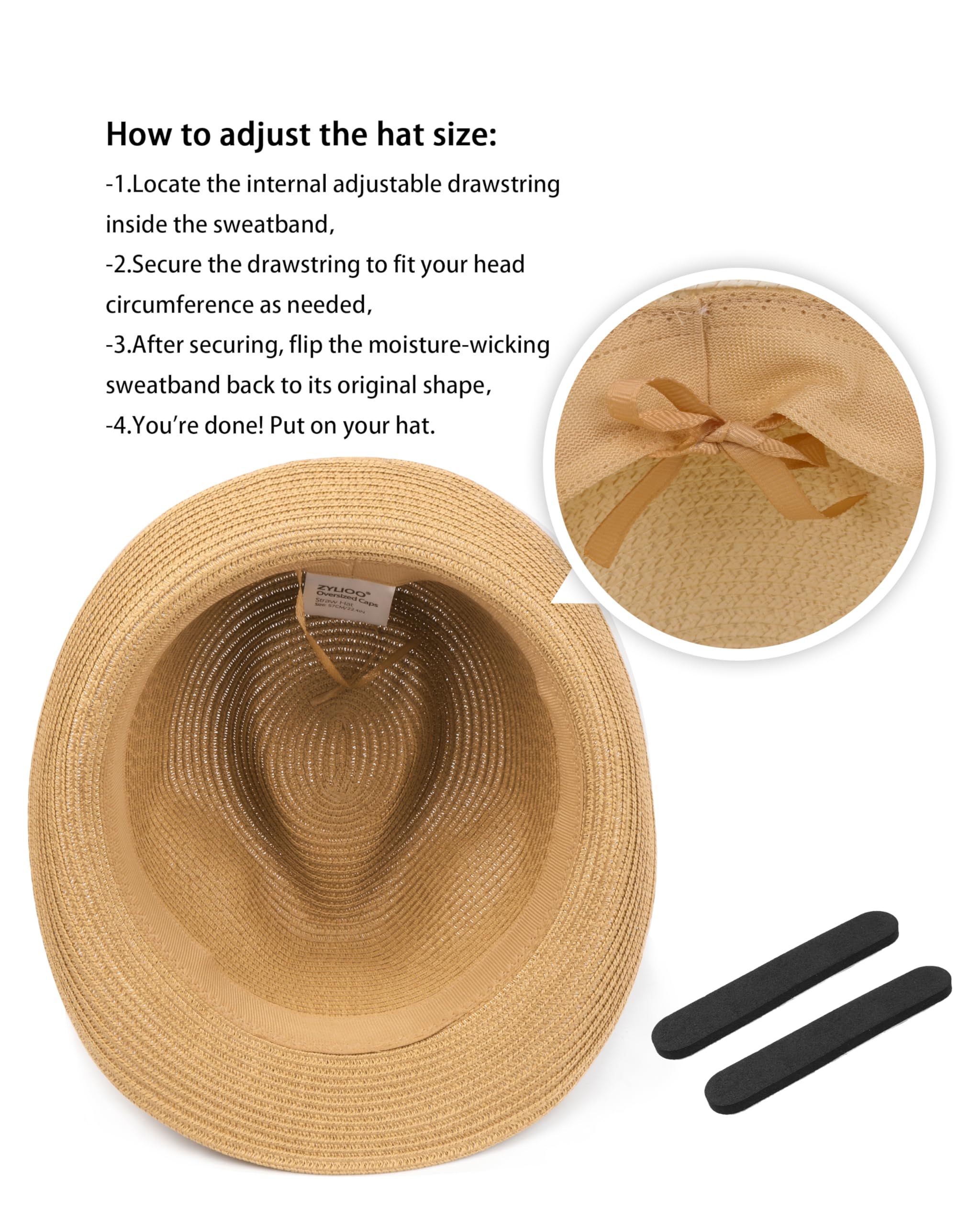 Zylioo Small Straw Fedora Hats,Short Brim Panama Hats for Petite Heads,Little Beach Sun Trilby Hat