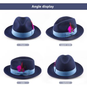 Classic Fedora Hat for Men & Women Wide Brim Fedora Hats Adjustable Felt Panama Hat Wool Fedora Hat with Band