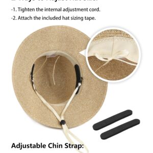 Zylioo Adjustable Little Straw Hats,Wide Brim Sun Hats for Big Heads,Floppy Beach Travel Hats with Bow