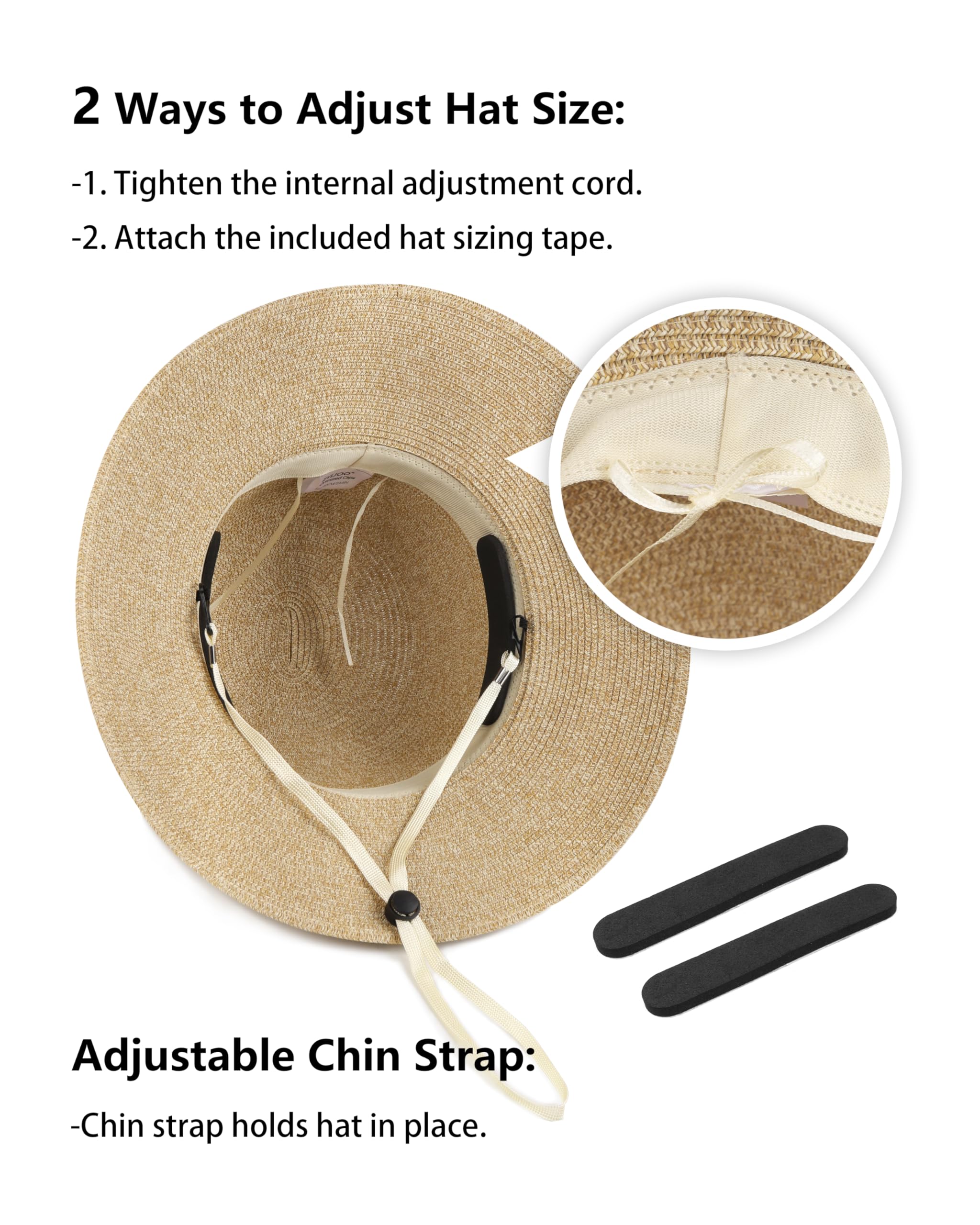 Zylioo Oversized XXL Straw Sun Hats,Foldable Brim UV Beach Hats,Cooling Summer Hats with Detachable Chin Strap