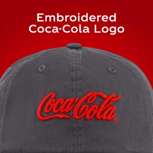 Coca Cola Dad Hat, Logo Cotton Adjustable Baseball Cap with Curved Brim and Bottle Opener, Grey, One Size