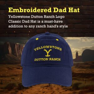 Yellowstone Dad Hat, Dutton Ranch Cotton Adjustable Baseball Cap with Curved Brim, Navy, One Size