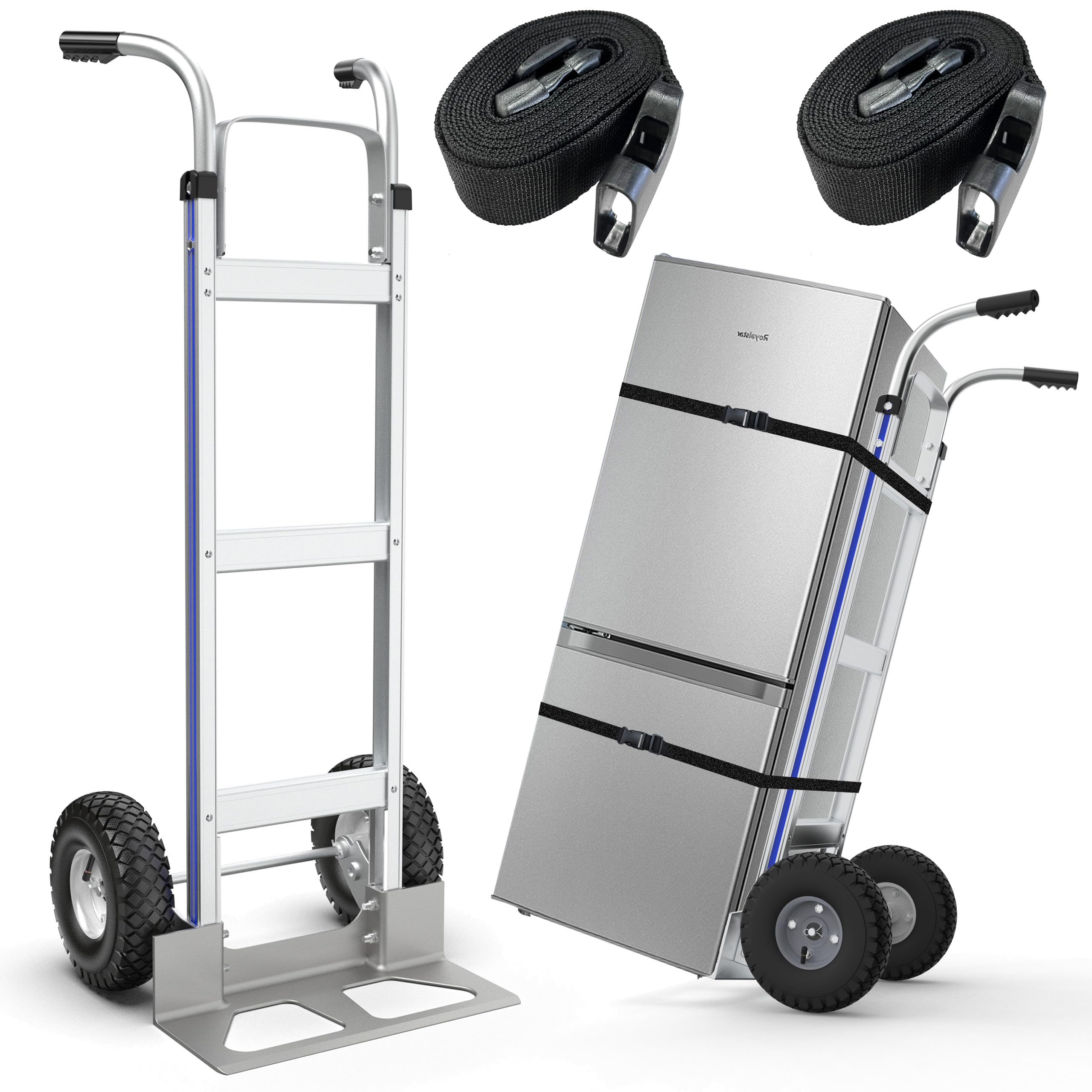 SuZhi 2 Wheel Hand Truck Dolly Cart Heavy Duty,Two Wheel Aluminum Hand Truck Dolly Cart with Wheels & 2 Free Straps,600lb Capacity, New IM for Groceries,Furniture,Electrical Appliance &Large Carton