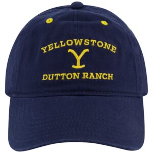 Yellowstone Dad Hat, Dutton Ranch Cotton Adjustable Baseball Cap with Curved Brim, Navy, One Size