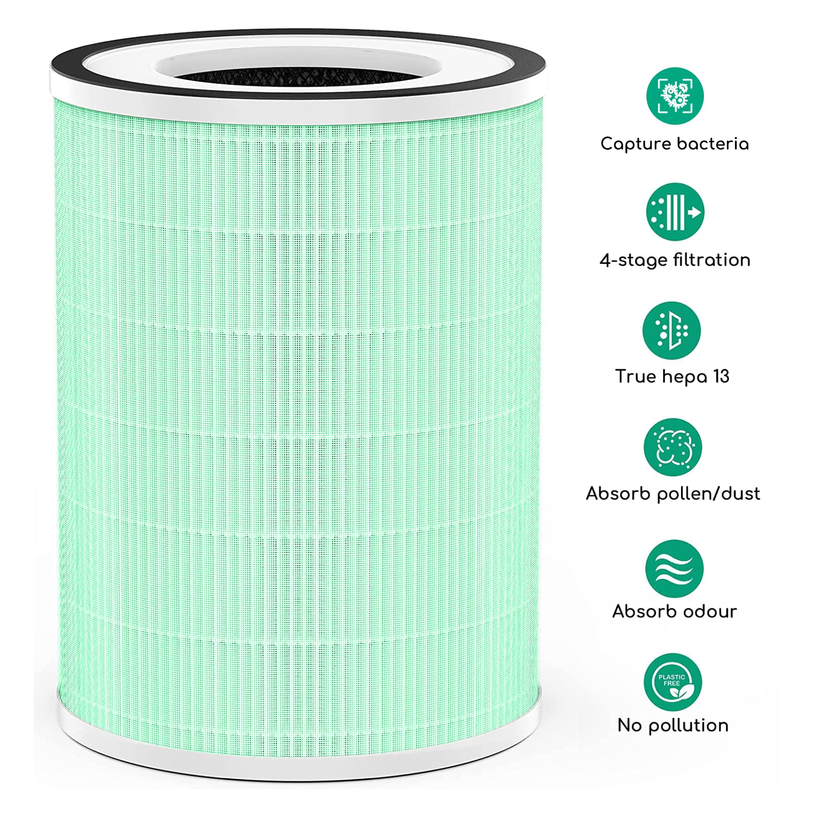 Afloia Air Purifiers for Home Bedroom Large Room Up to 1076 Ft², Kilo White, Afloia Toxin Remover Filter for Kilo, 1 Pack