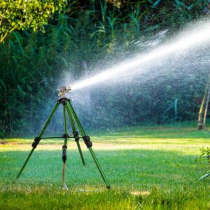 Keten Impact Sprinkler on Tripod Base, Tripod Sprinkler with 300 Degree Large Area Coverage, Extra Tall Heavy Duty Water Sprinkler for Lawn/Yard/Garden